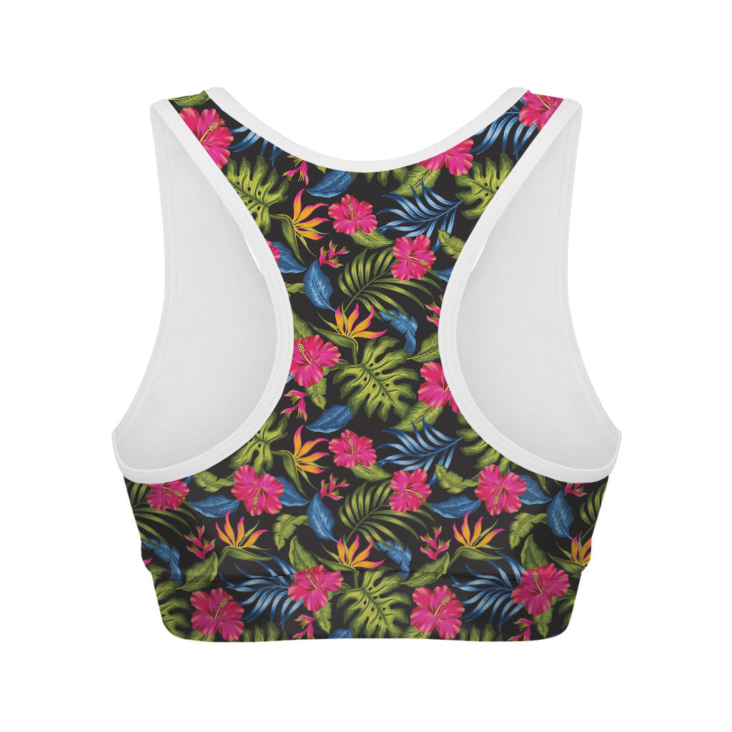 Tropical Bird Of Paradise Pattern Print Women's Sports Bra