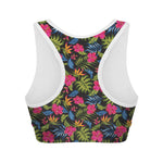 Tropical Bird Of Paradise Pattern Print Women's Sports Bra