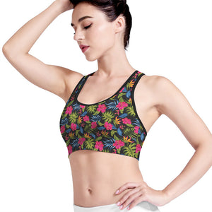 Tropical Bird Of Paradise Pattern Print Women's Sports Bra