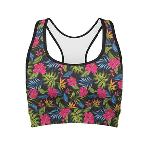 Tropical Bird Of Paradise Pattern Print Women's Sports Bra