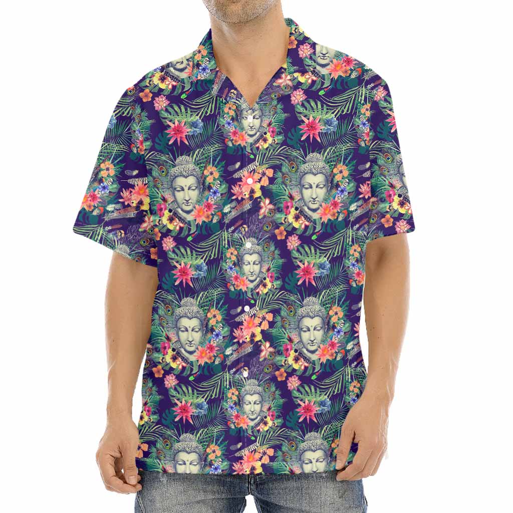 Tropical Buddha Print Aloha Shirt