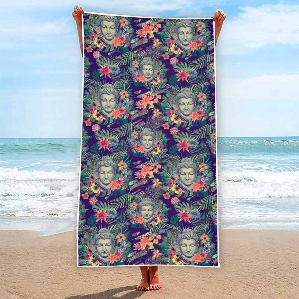 Tropical Buddha Print Beach Towel