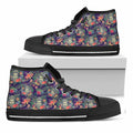 Tropical Buddha Print Black High Top Sneakers