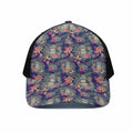 Tropical Buddha Print Black Mesh Trucker Hat