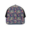 Tropical Buddha Print Black Mesh Trucker Cap