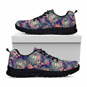 Tropical Buddha Print Black Running Shoes