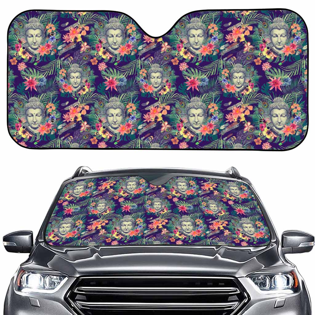 Tropical Buddha Print Car Windshield Sun Shade