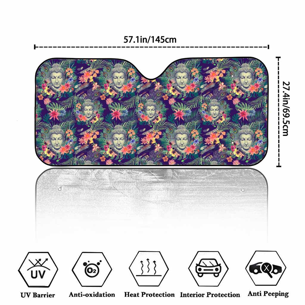 Tropical Buddha Print Car Windshield Sun Shade