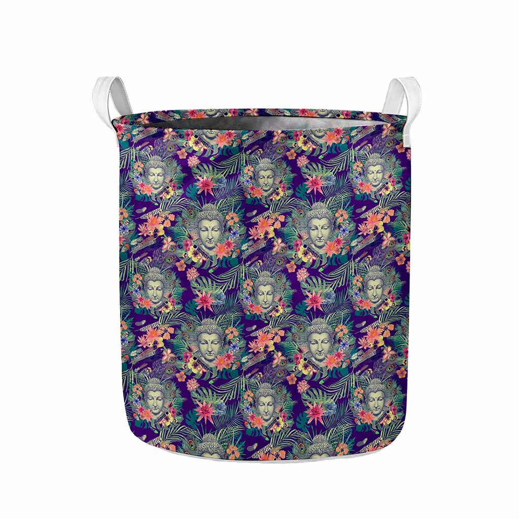 Tropical Buddha Print Collapsible Laundry Basket