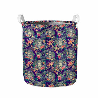 Tropical Buddha Print Collapsible Laundry Basket