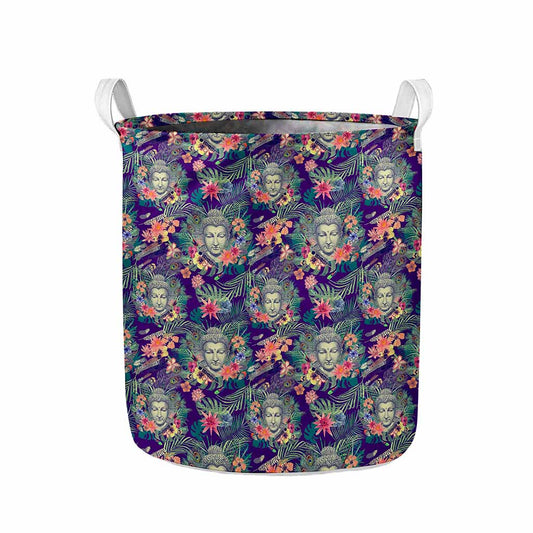 Tropical Buddha Print Collapsible Laundry Basket