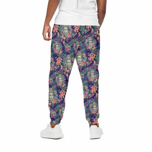 Tropical Buddha Print Cotton Pants