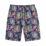 Tropical Buddha Print Cotton Shorts