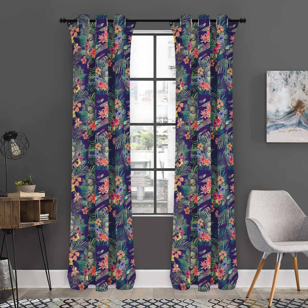 Tropical Buddha Print Curtain