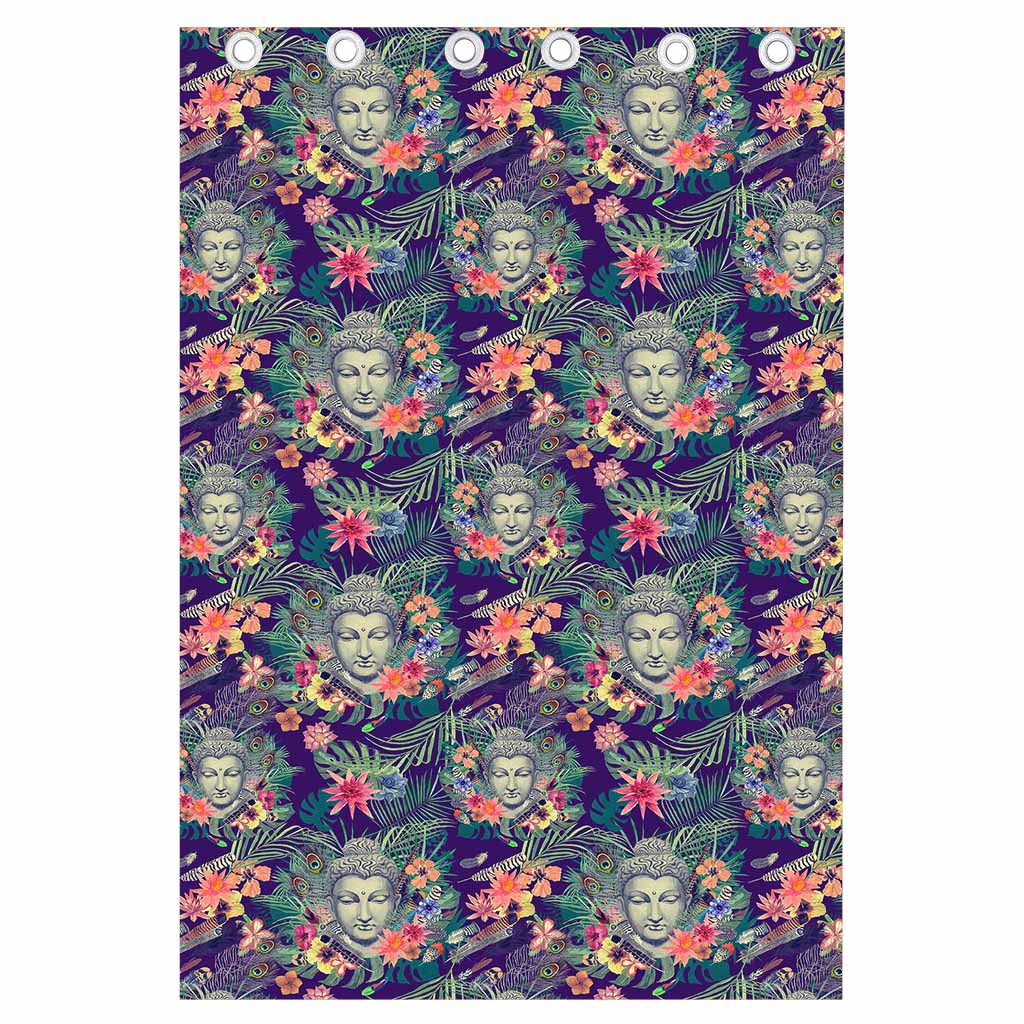 Tropical Buddha Print Curtain