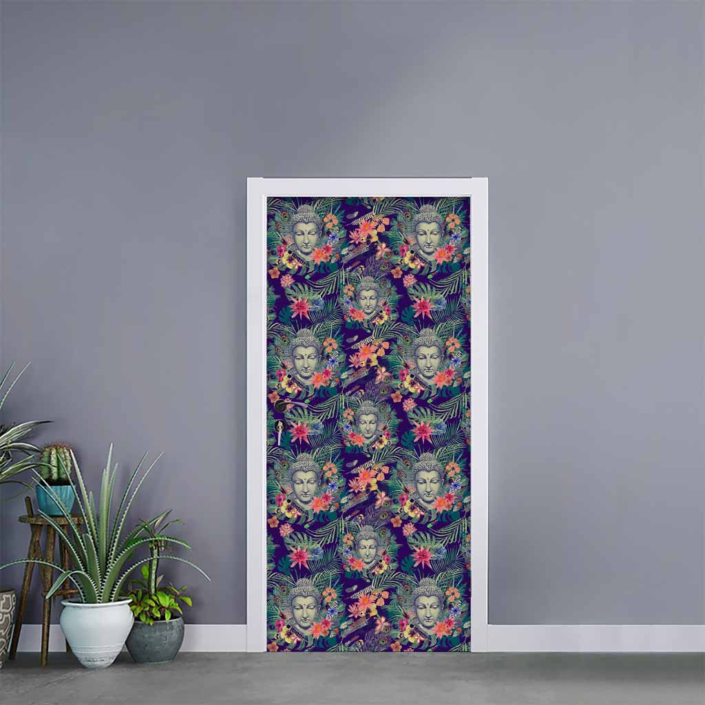 Tropical Buddha Print Door Sticker