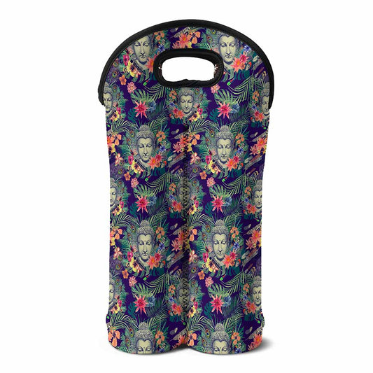 Tropical Buddha Print Double Neoprene Wine Tote