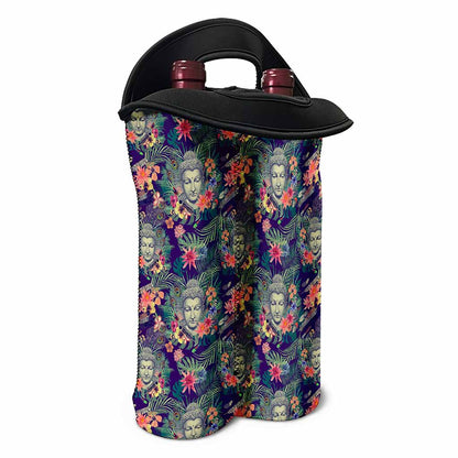 Tropical Buddha Print Double Neoprene Wine Tote