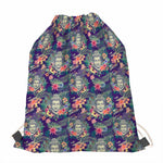 Tropical Buddha Print Drawstring Bag