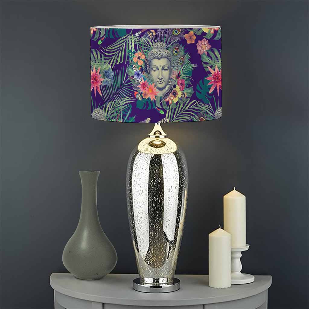 Tropical Buddha Print Drum Lamp Shade