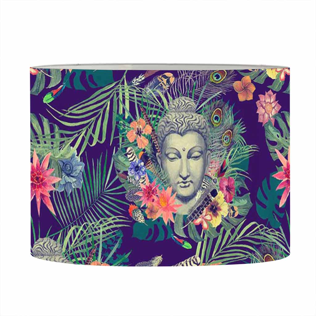 Tropical Buddha Print Drum Lamp Shade
