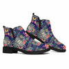 Tropical Buddha Print Flat Ankle Boots