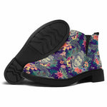 Tropical Buddha Print Flat Ankle Boots