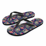 Tropical Buddha Print Flip Flops