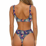 Tropical Buddha Print Front Bow Tie Bikini