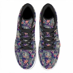 Tropical Buddha Print High Top Leather Sneakers