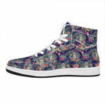 Tropical Buddha Print High Top Leather Sneakers