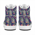 Tropical Buddha Print High Top Leather Sneakers