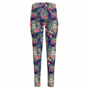 Tropical Buddha Print High-Waisted Pocket Leggings