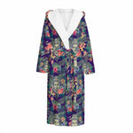 Tropical Buddha Print Hooded Bathrobe