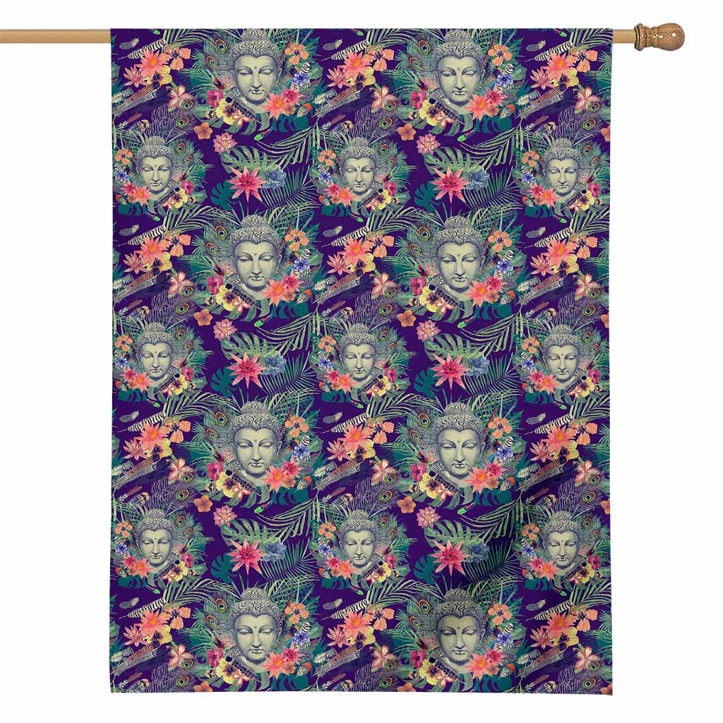 Tropical Buddha Print House Flag