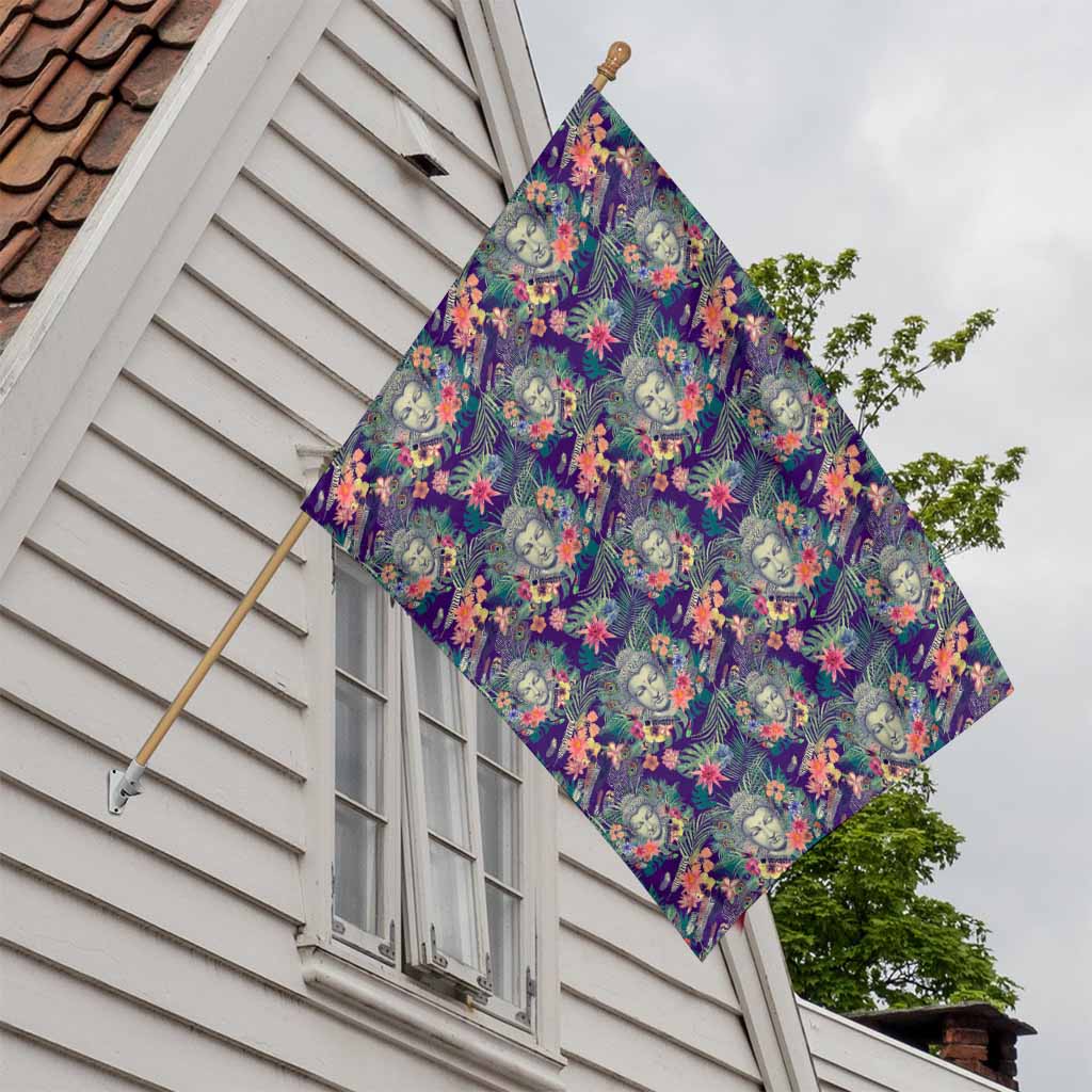 Tropical Buddha Print House Flag