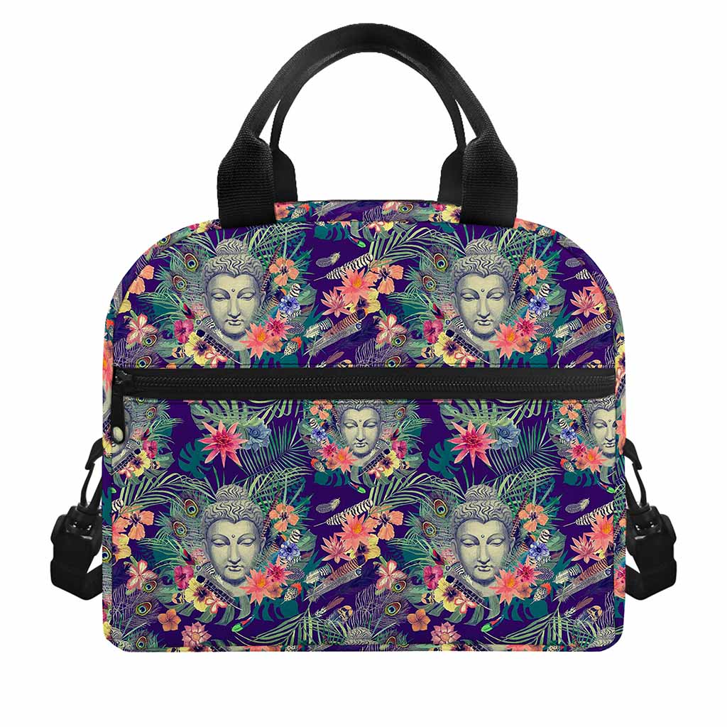 Tropical Buddha Print Insulated Lunch Bag