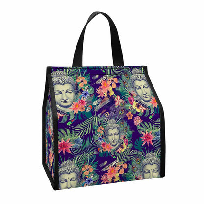 Tropical Buddha Print Insulated Lunch Tote