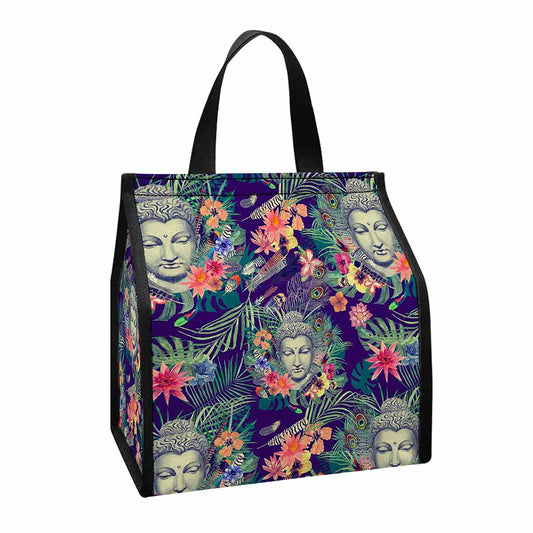 Tropical Buddha Print Insulated Lunch Tote
