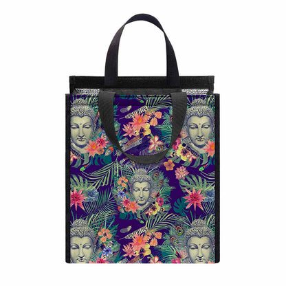 Tropical Buddha Print Insulated Lunch Tote