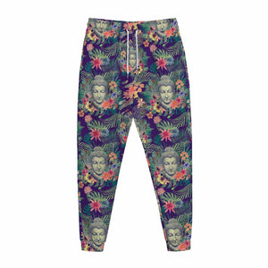 Tropical Buddha Print Jogger Pants