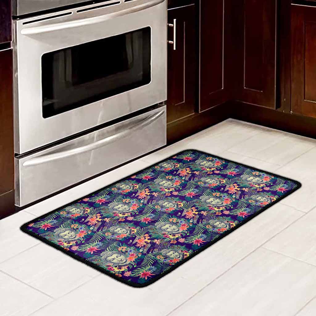 Tropical Buddha Print Kitchen Mat