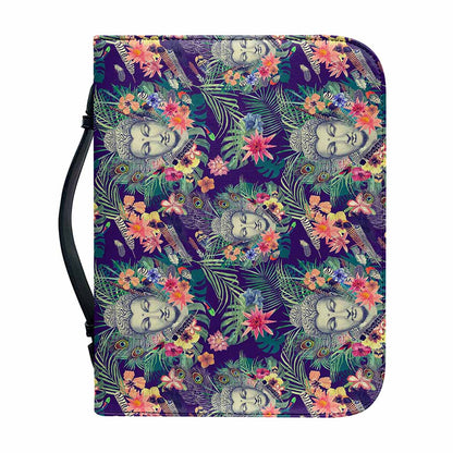 Tropical Buddha Print Leather Bible Cover