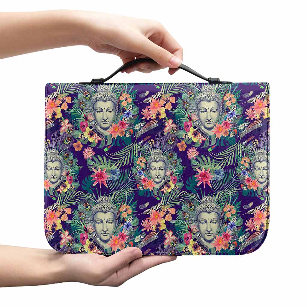 Tropical Buddha Print Leather Bible Cover