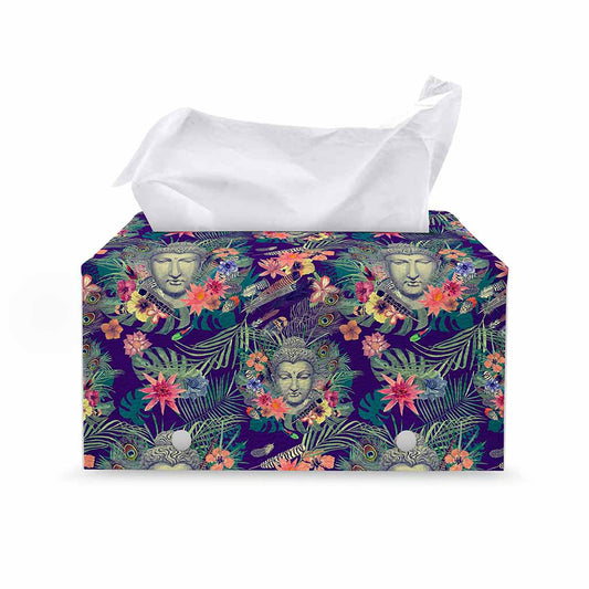 Tropical Buddha Print Leather Tissue Box Cover