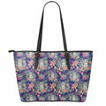 Tropical Buddha Print Leather Tote Bag With Zipper