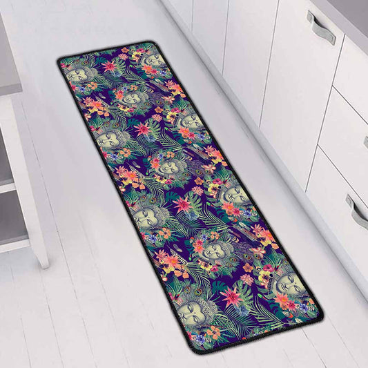Tropical Buddha Print Long Kitchen Mat