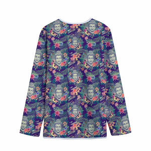 Tropical Buddha Print Long Sleeve Short Coat