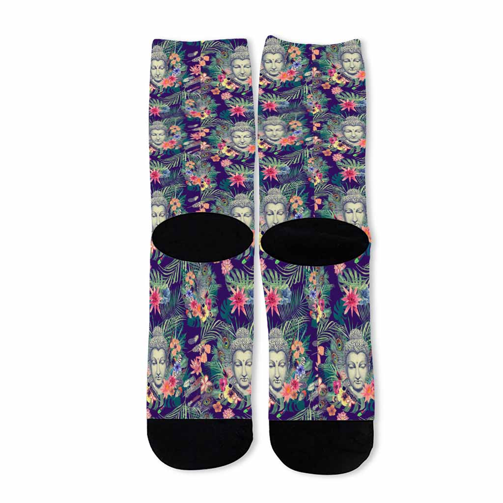 Tropical Buddha Print Long Socks