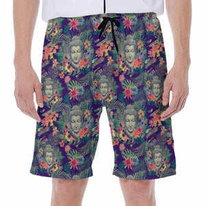 Tropical Buddha Print Men's Beach Shorts